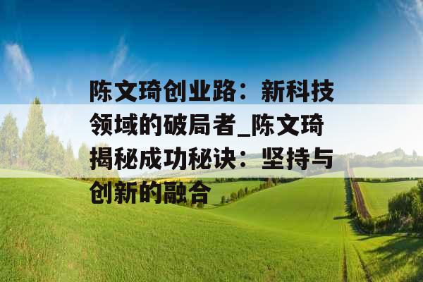 陈文琦创业路：新科技领域的破局者_陈文琦揭秘成功秘诀：坚持与创新的融合