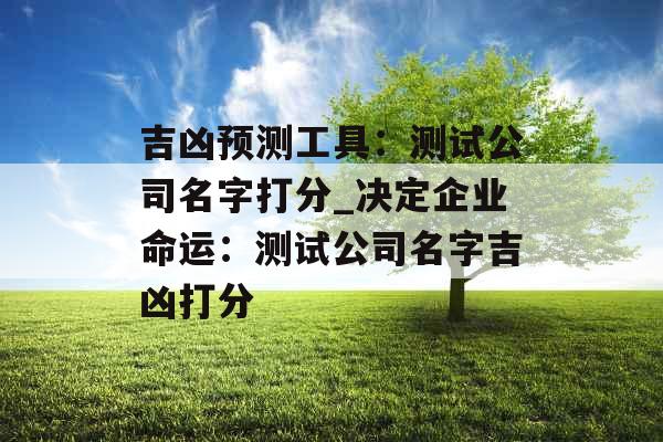 吉凶预测工具：测试公司名字打分_决定企业命运：测试公司名字吉凶打分