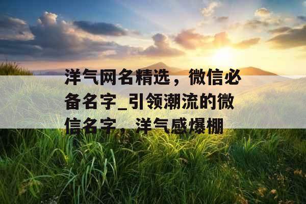 洋气网名精选，微信必备名字_引领潮流的微信名字，洋气感爆棚