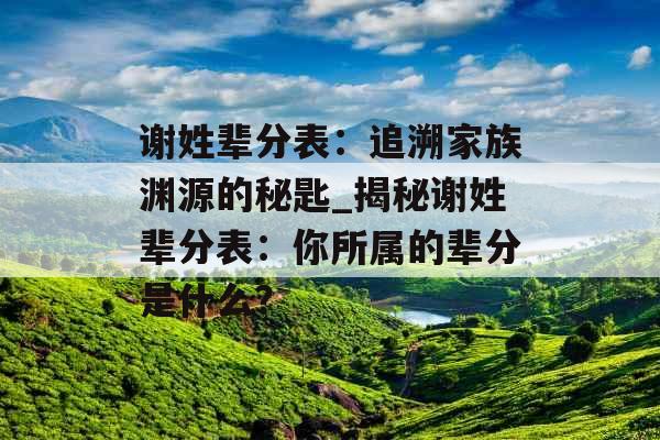 谢姓辈分表：追溯家族渊源的秘匙_揭秘谢姓辈分表：你所属的辈分是什么？