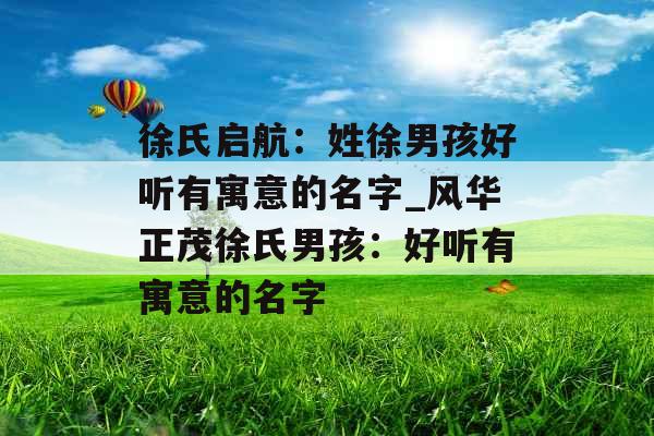 徐氏启航：姓徐男孩好听有寓意的名字_风华正茂徐氏男孩：好听有寓意的名字