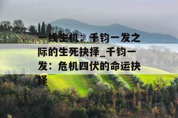 一线生机：千钧一发之际的生死抉择_千钧一发：危机四伏的命运抉择