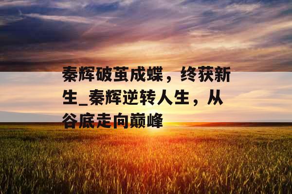 秦辉破茧成蝶，终获新生_秦辉逆转人生，从谷底走向巅峰