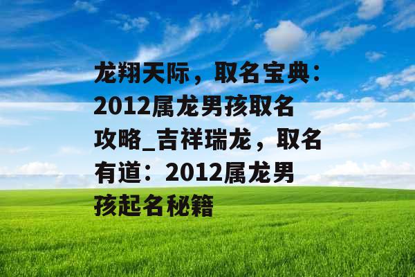 龙翔天际，取名宝典：2012属龙男孩取名攻略_吉祥瑞龙，取名有道：2012属龙男孩起名秘籍