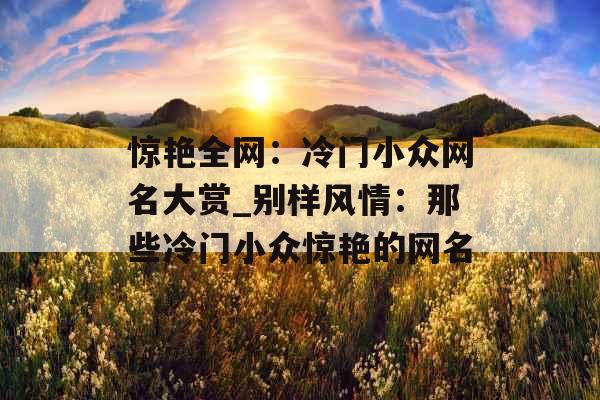 惊艳全网：冷门小众网名大赏_别样风情：那些冷门小众惊艳的网名
