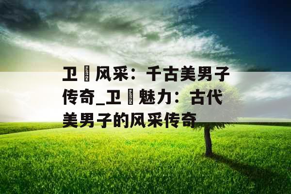 卫玠风采：千古美男子传奇_卫玠魅力：古代美男子的风采传奇