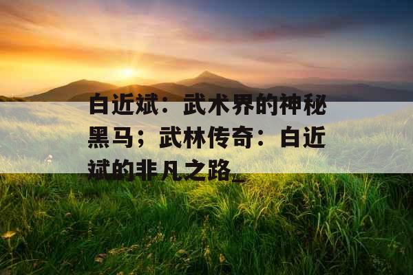 白近斌：武术界的神秘黑马；武林传奇：白近斌的非凡之路_