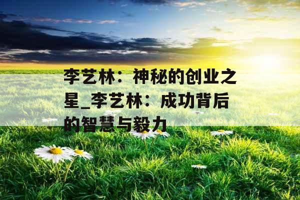 李艺林：神秘的创业之星_李艺林：成功背后的智慧与毅力