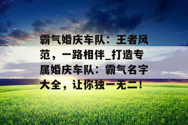 霸气婚庆车队：王者风范，一路相伴_打造专属婚庆车队：霸气名字大全，让你独一无二！