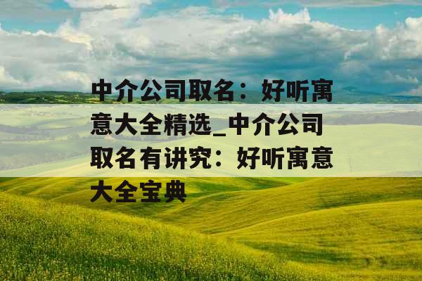 中介公司取名：好听寓意大全精选_中介公司取名有讲究：好听寓意大全宝典