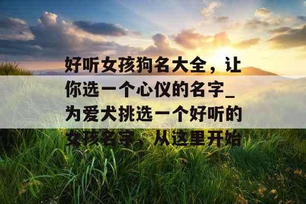 好听女孩狗名大全，让你选一个心仪的名字_为爱犬挑选一个好听的女孩名字，从这里开始