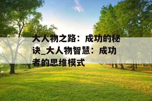 大人物之路:成功的秘诀_大人物智慧:成功者的思维模式 大人物之路:成功的秘诀_大人物智慧:成功者的思维模式