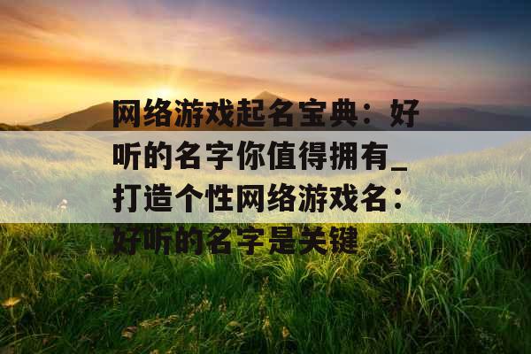 网络游戏起名宝典：好听的名字你值得拥有_打造个性网络游戏名：好听的名字是关键