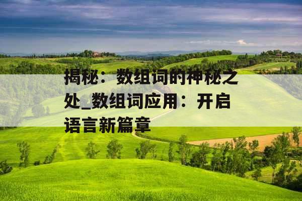 揭秘：数组词的神秘之处_数组词应用：开启语言新篇章