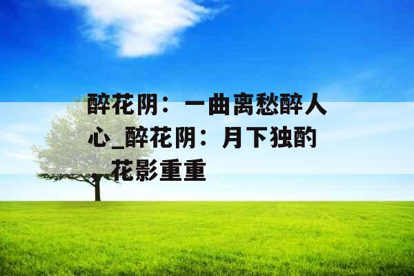 醉花阴：一曲离愁醉人心_醉花阴：月下独酌，花影重重