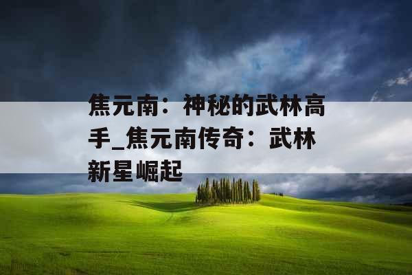 焦元南：神秘的武林高手_焦元南传奇：武林新星崛起