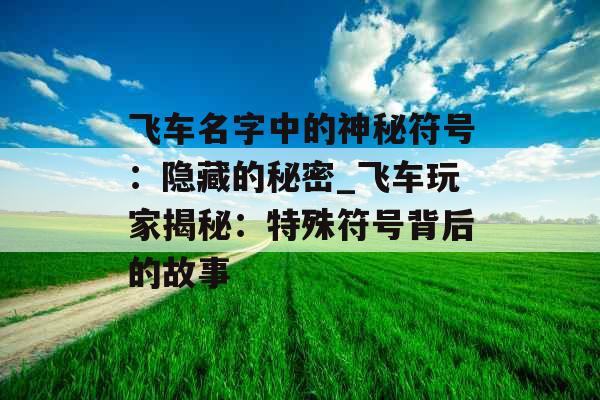 飞车名字中的神秘符号：隐藏的秘密_飞车玩家揭秘：特殊符号背后的故事