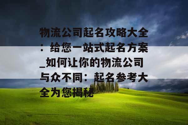 物流公司起名攻略大全：给您一站式起名方案_如何让你的物流公司与众不同：起名参考大全为您揭秘
