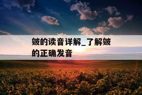 皴的读音详解_了解皴的正确发音