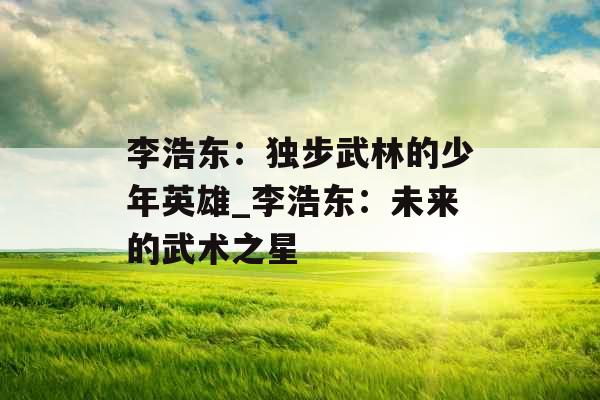 李浩东：独步武林的少年英雄_李浩东：未来的武术之星
