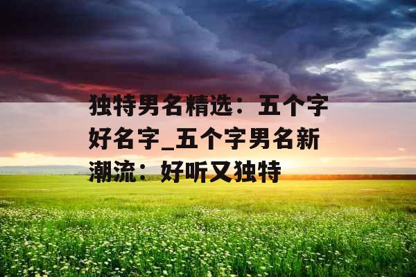 独特男名精选:五个字好名字_五个字男名新潮流:好听又独特