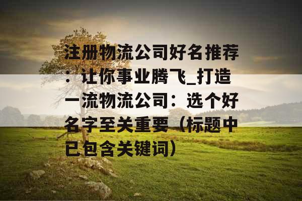 注册物流公司好名推荐：让你事业腾飞_打造一流物流公司：选个好名字至关重要（标题中已包含关键词）