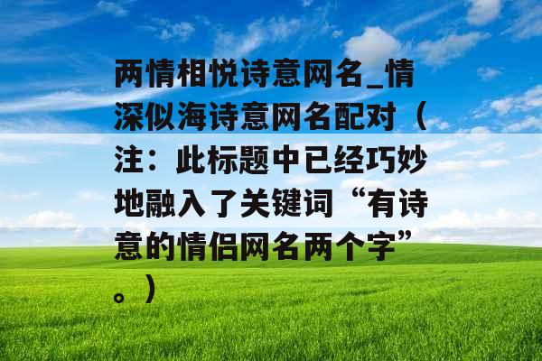 两情相悦诗意网名_情深似海诗意网名配对（注：此标题中已经巧妙地融入了关键词“有诗意的情侣网名两个字”。）