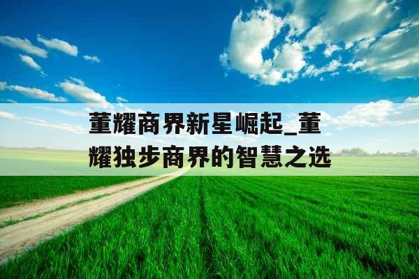 董耀商界新星崛起_董耀独步商界的智慧之选