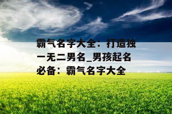 霸气名字大全：打造独一无二男名_男孩起名必备：霸气名字大全
