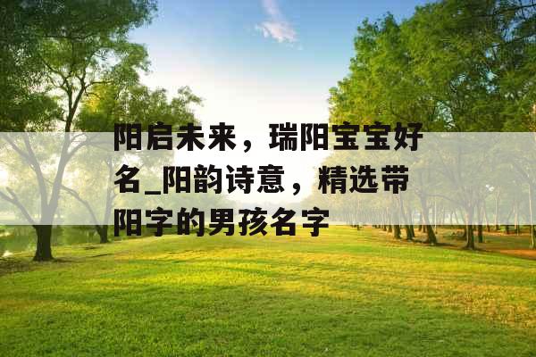 阳启未来，瑞阳宝宝好名_阳韵诗意，精选带阳字的男孩名字