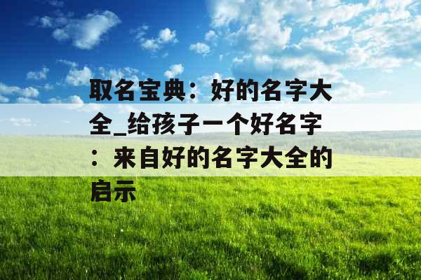 取名宝典：好的名字大全_给孩子一个好名字：来自好的名字大全的启示