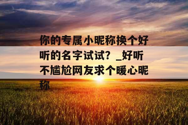 你的专属小昵称换个好听的名字试试？_好听不尴尬网友求个暖心昵称