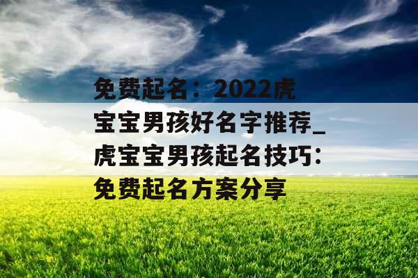 免费起名：2022虎宝宝男孩好名字推荐_虎宝宝男孩起名技巧：免费起名方案分享