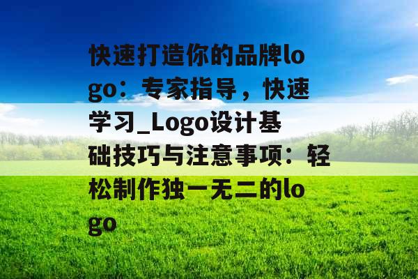 快速打造你的品牌logo：专家指导，快速学习_Logo设计基础技巧与注意事项：轻松制作独一无二的logo
