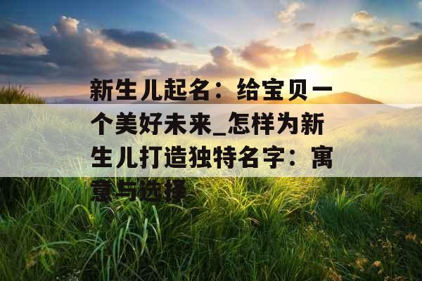 新生儿起名:给宝贝一个美好未来_怎样为新生儿打造独特名字:寓意与选择 新生儿起名:给宝贝一个美好未来_怎样为新生儿打造独特名字:寓意与选择