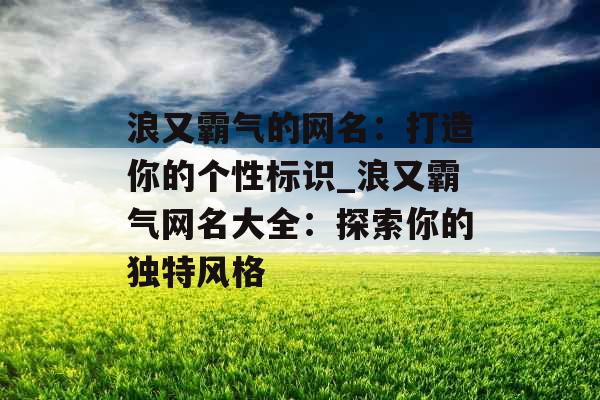 浪又霸气的网名：打造你的个性标识_浪又霸气网名大全：探索你的独特风格