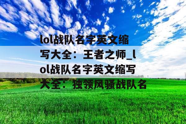 lol战队名字英文缩写大全：王者之师_lol战队名字英文缩写大全：独领风骚战队名