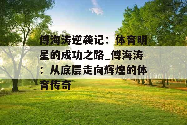 傅海涛逆袭记:体育明星的成功之路_傅海涛:从底层走向辉煌的体育传奇 傅海涛逆袭记:体育明星的成功之路_傅海涛:从底层走向辉煌的体育传奇