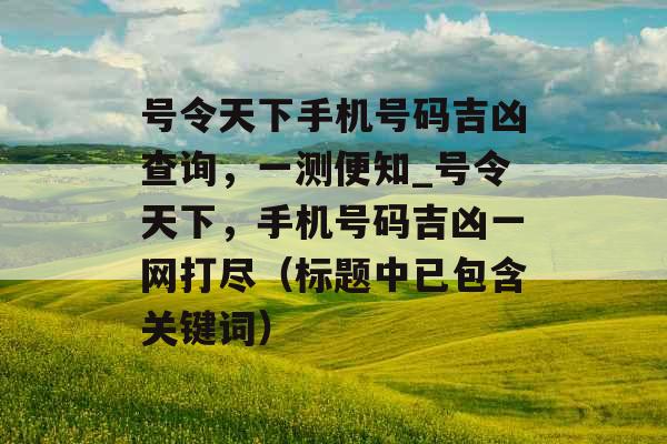 号令天下手机号码吉凶查询,一测便知_号令天下,手机号码吉凶一网打尽(标题中已包含关键词)