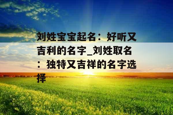 刘姓宝宝起名：好听又吉利的名字_刘姓取名：独特又吉祥的名字选择