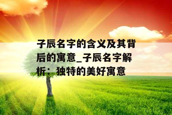 子辰名字的含义及其背后的寓意_子辰名字解析:独特的美好寓意 子辰名字的含义及其背后的寓意_子辰名字解析:独特的美好寓意