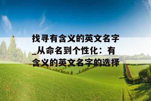 找寻有含义的英文名字_从命名到个性化：有含义的英文名字的选择