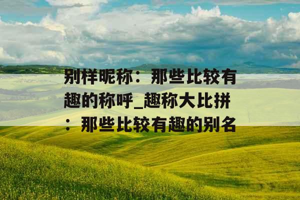 别样昵称:那些比较有趣的称呼_趣称大比拼:那些比较有趣的别名 别样昵称:那些比较有趣的称呼_趣称大比拼:那些比较有趣的别名