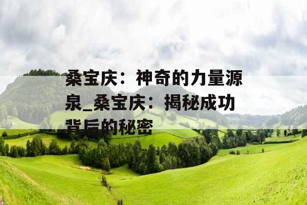 桑宝庆:神奇的力量源泉_桑宝庆:揭秘成功背后的秘密 桑宝庆:神奇的力量源泉_桑宝庆:揭秘成功背后的秘密