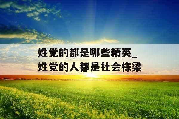 姓党的都是哪些精英_姓党的人都是社会栋梁 姓党的都是哪些精英_姓党的人都是社会栋梁