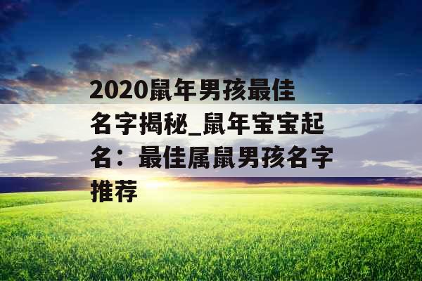 2020鼠年男孩最佳名字揭秘_鼠年宝宝起名：最佳属鼠男孩名字推荐