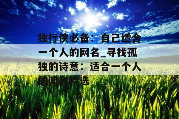 独行侠必备：自己适合一个人的网名_寻找孤独的诗意：适合一个人的网名精选