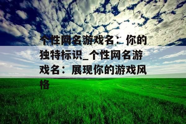 个性网名游戏名：你的独特标识_个性网名游戏名：展现你的游戏风格