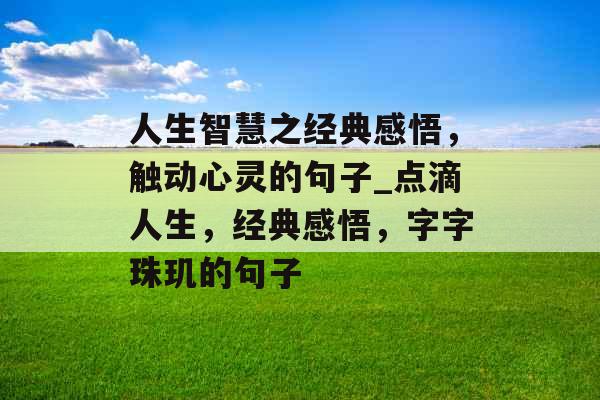 人生智慧之经典感悟,触动心灵的句子_点滴人生,经典感悟,字字珠玑的句子 人生智慧之经典感悟,触动心灵的句子_点滴人生,经典感悟,字字珠玑的句子