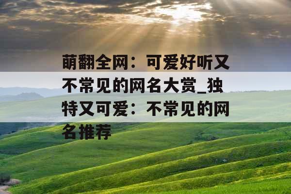 萌翻全网：可爱好听又不常见的网名大赏_独特又可爱：不常见的网名推荐